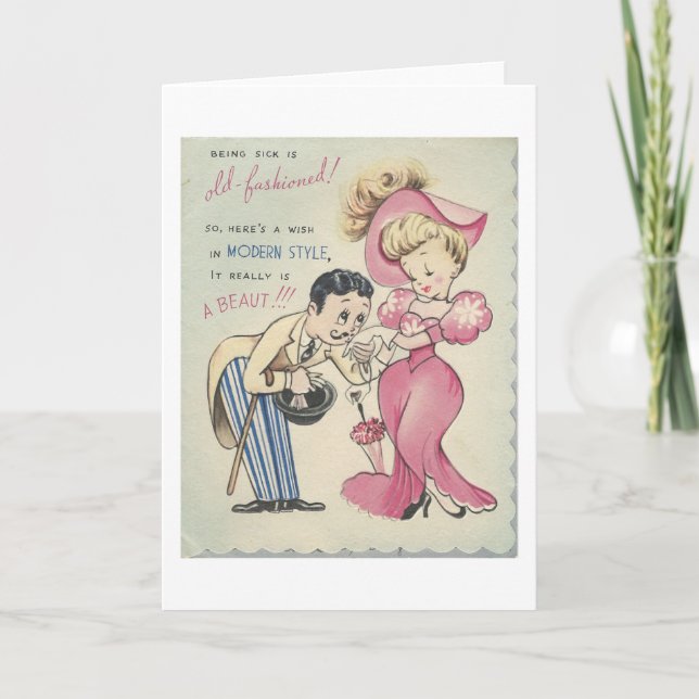 Vintage Old "Fashion" Get Well Card (Front)