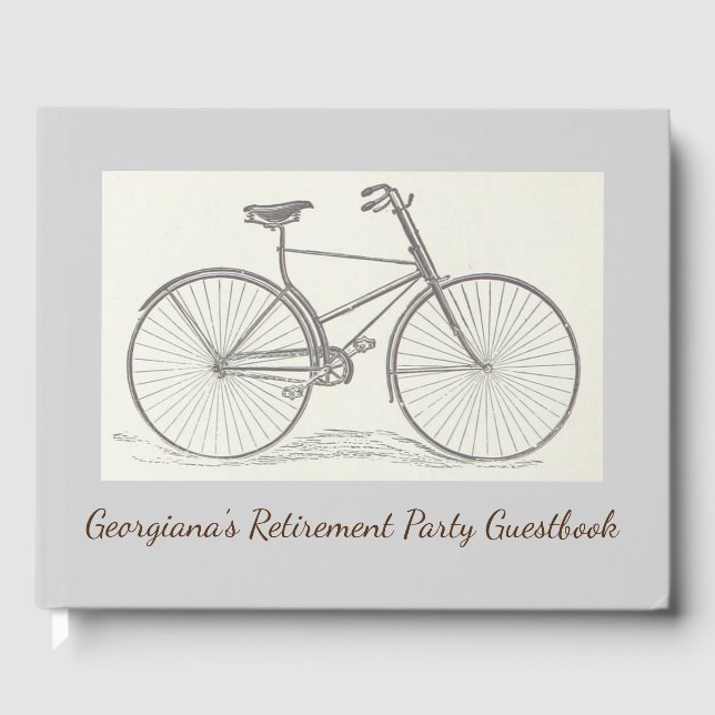Vintage, Old Fashioned Bicycle Depiction Guest Book (Front)