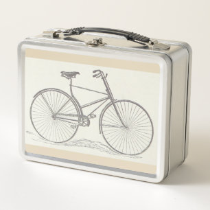 Vintage, Old Fashioned Bicycle Depiction Metal Lunch Box