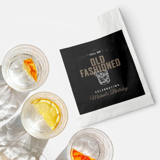Vintage Old Fashioned Black Whiskey Birthday  Favour Bag (Creator Uploaded)