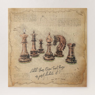 Vintage Old Fashioned Chess Pieces Art Player Gift Jigsaw Puzzle