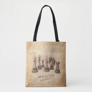 Vintage Old Fashioned Chess Pieces Art Player Gift Tote Bag