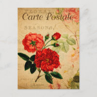 Vintage Old Fashioned Red Roses Floral French