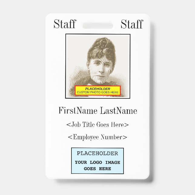 Vintage, Old Fashioned Staff Member Identification Badge (Front)