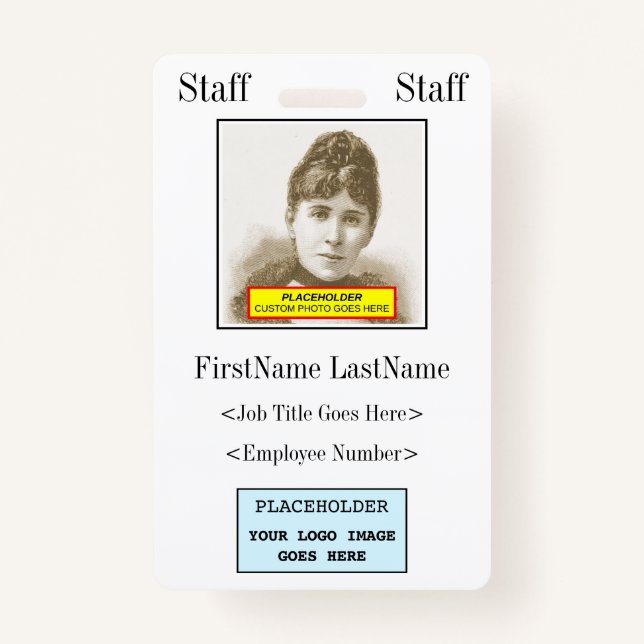 Vintage, Old Fashioned Staff Member Identification Badge (Front)
