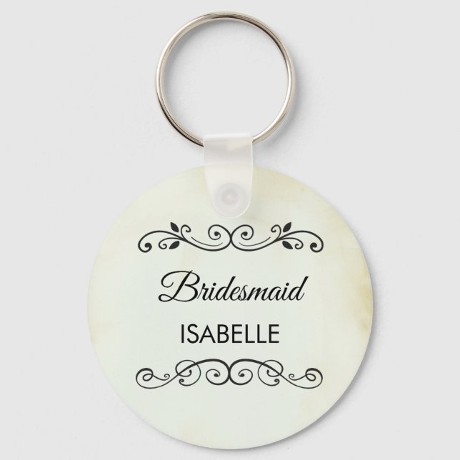 Vintage Old-Fashioned Western Wedding Party Keychain (Front)