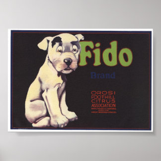 Vintage Old Fido Fruit Crate Labels Poster