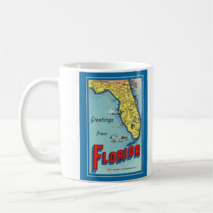 Vintage Old Florida Map Postcard Mug