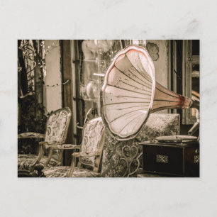 Vintage Old Furniture and Gramophone Postcard