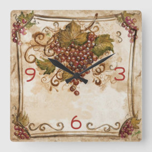 Vintage old grape square wall clock