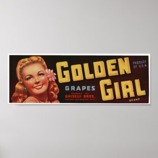 Vintage Old Grapes Fruit Crate Labels Poster