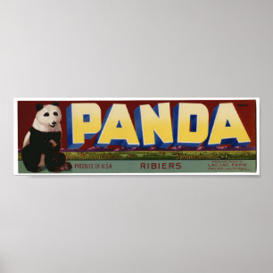 Vintage Old Grapes Panda Fruit Crate Labels Poster