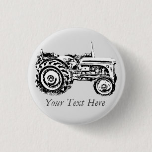 Vintage old grey massey fergison tractor 1 inch round button