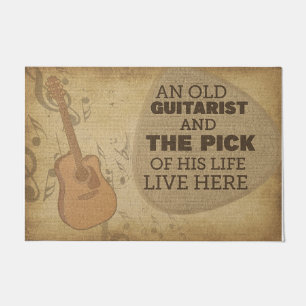 Vintage Old Guitarist Doormat, Guitar Player  Doormat