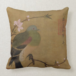 Vintage Old Japanese Painting of A Wild Bird Throw Pillow