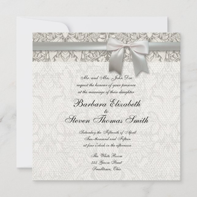 Vintage Old Lace Wedding Invitation Template (Front)