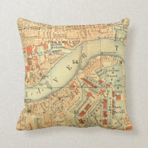 Vintage Old London River Thames Carte coussins d'i