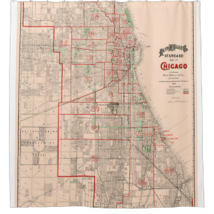 Vintage Old Map of Chicago - 1893