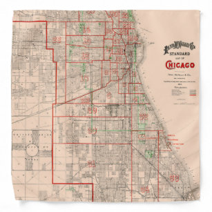 Vintage Old Map of Chicago - 1893 Bandana