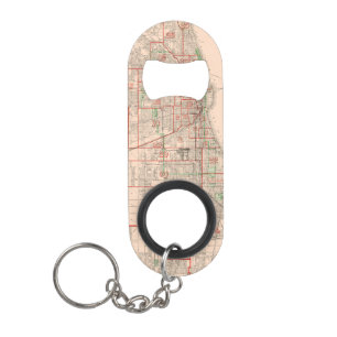 Vintage Old Map of Chicago - 1893 Keychain Bottle Opener