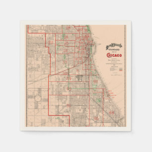 Vintage Old Map of Chicago - 1893 Napkin
