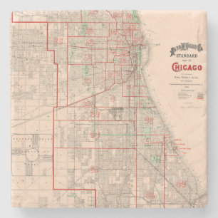 Vintage Old Map of Chicago - 1893 Stone Coaster