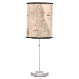 Vintage Old Map of Chicago - 1893 Table Lamp
