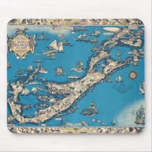 Vintage Old Map of the Bermuda Islands Mouse Pad
