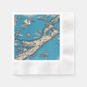 Vintage Old Map of the Bermuda Islands Napkin