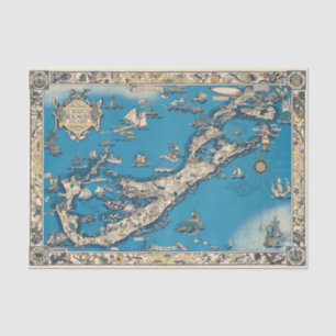 Vintage Old Map of the Bermuda Islands Tissue Paper