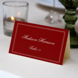 Vintage Old Money Burgundy Wedding Place Card DIY