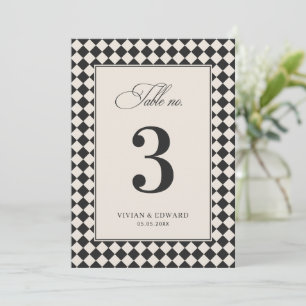 Vintage Old Money Checkered Wedding Table Number