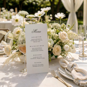 Vintage old money elegant wedding menu
