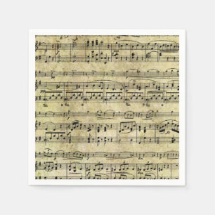 Vintage Old Music Notes Paper Texture Napkin
