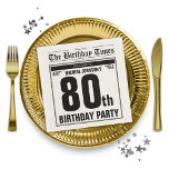 Vintage Old Newspaper Custom 80th Birthday Party Napkin<br><div class="desc">Vintage Old Newspaper Custom 80th Birthday Party Napkins. Celebrate in style with our Old Newspaper Vintage Party Theme. Featuring a front-page newsprint tabloid design, this invitation adds a touch of nostalgia to milestone birthdays. With humourous headlines and the option to include a custom photo, it guarantees a fun and memorable...</div>