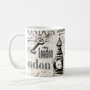 Vintage old newspaper paper London grunge collage Coffee Mug