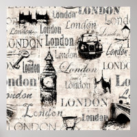 Vintage old newspaper paper London grunge collage