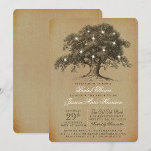 Vintage Old Oak Tree Bridal Shower Invitation