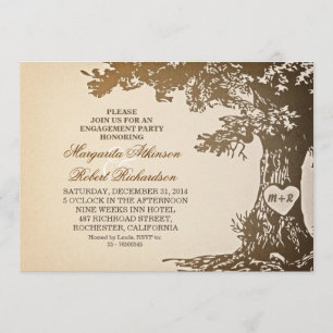 vintage old oak tree engagement party invitations