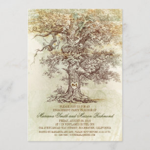 Vintage old oak tree rustic ENGAGEMENT PARTY Invitation