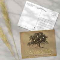 Vintage Old Oak Tree Wedding Save The Date Real