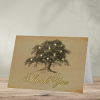 Vintage Old Oak Tree Wedding Thank You Real