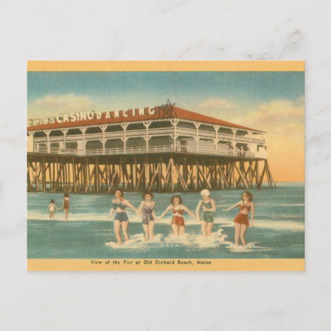 Vintage Old Orchard Beach Main Post Card (Front)