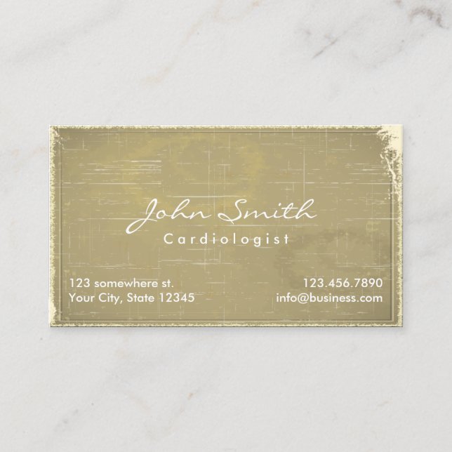 Vintage Old Paper Cardiologist Business Card (Front)