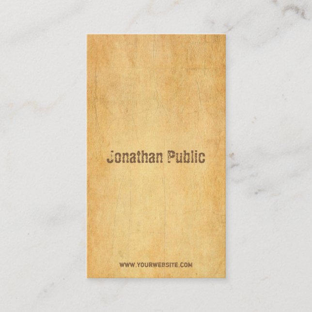 Vintage Old Paper Distressed Script Professional Business Card (Front)
