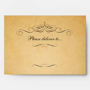 Vintage Old Paper Look Wedding Invitation Envelope