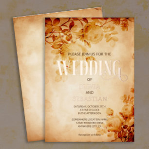 Vintage Old Parchment with Rose Wedding