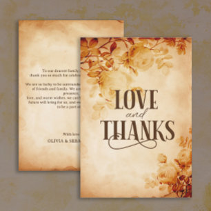 Vintage Old Parchment with Rose Wedding Thank You Card