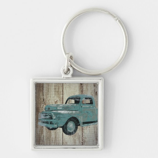 Vintage Old Pickup Truck Rustic Keychain (Front)