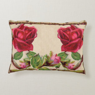 Vintage old rose rustic Victorian Antique Classic Accent Pillow